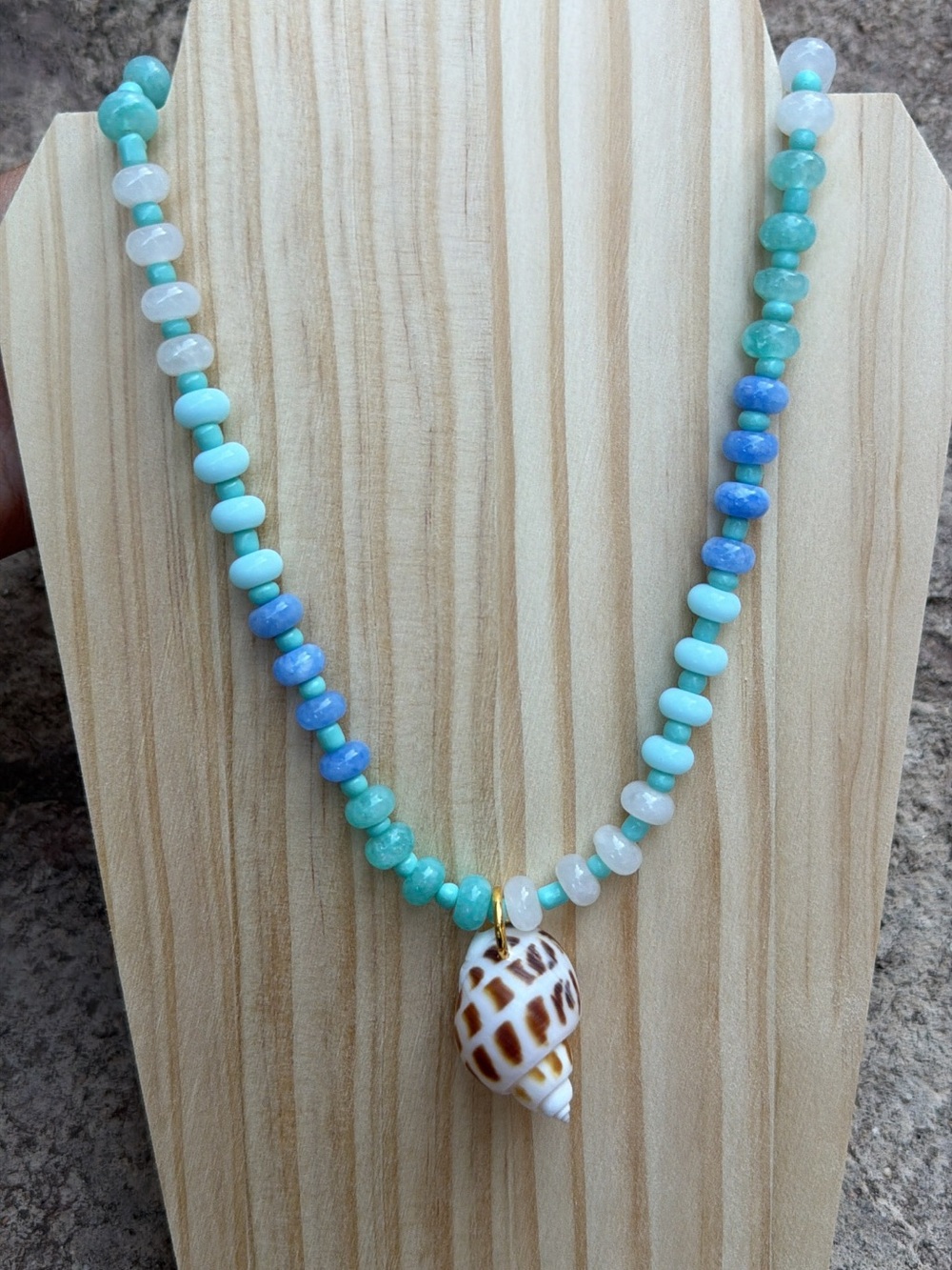 Handmade beaded shell necklace